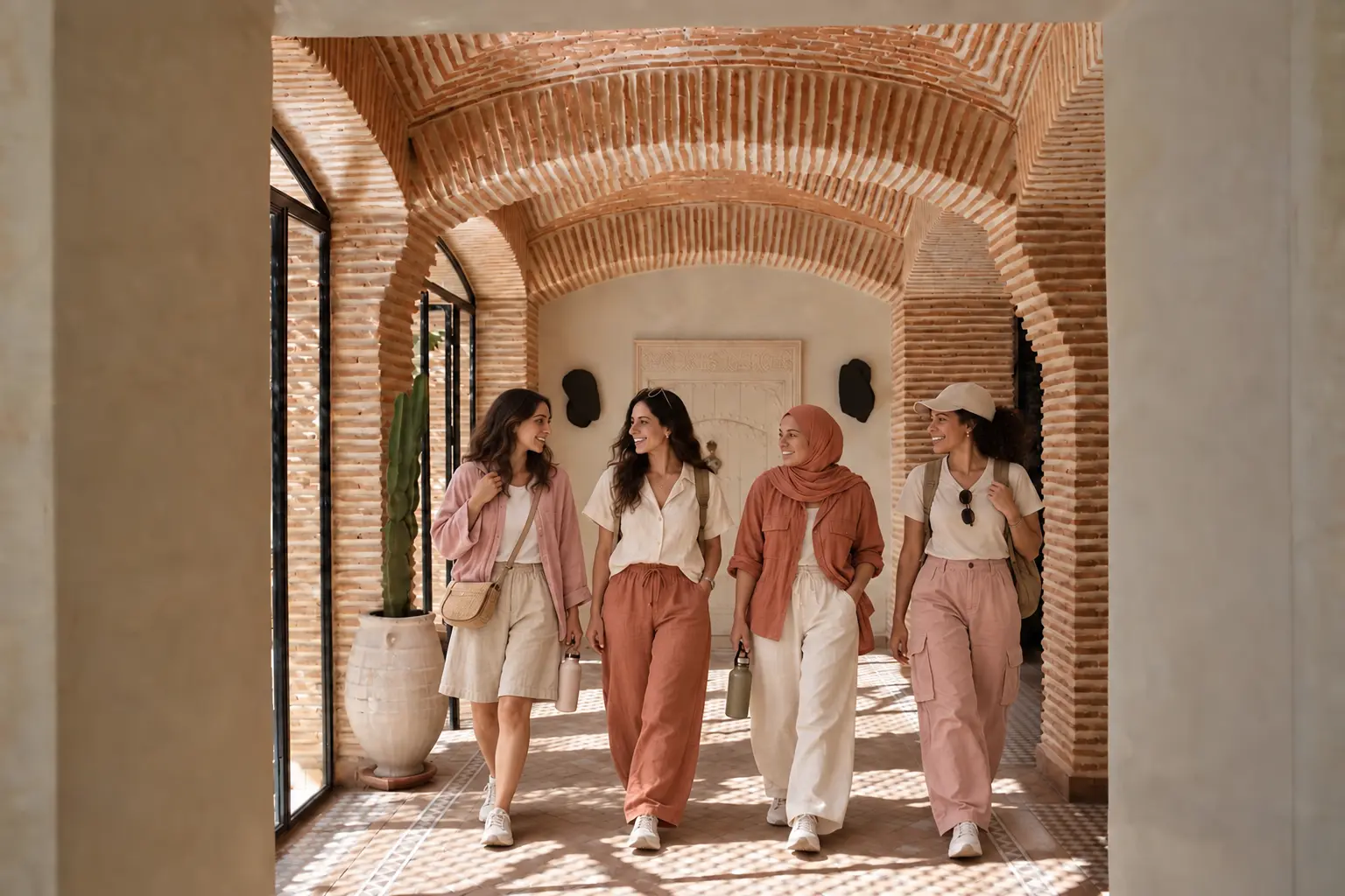 Promenade dans le patio en brique